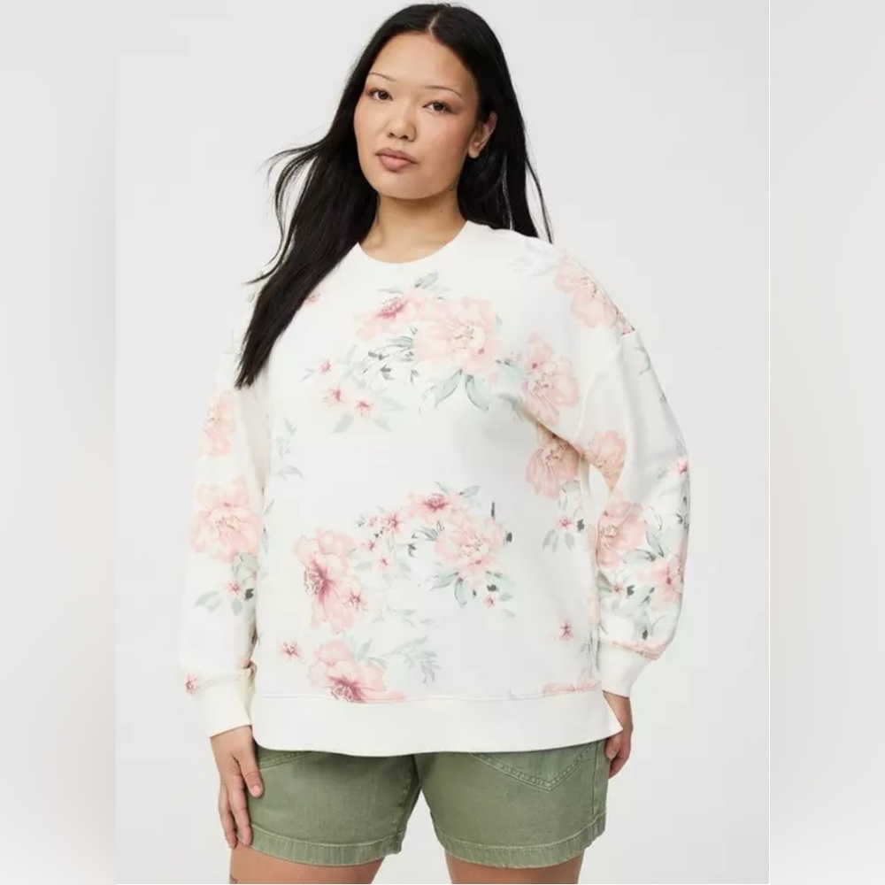 Torrid Nwot French Terry Drop Shoulder Floral Sweatshirt